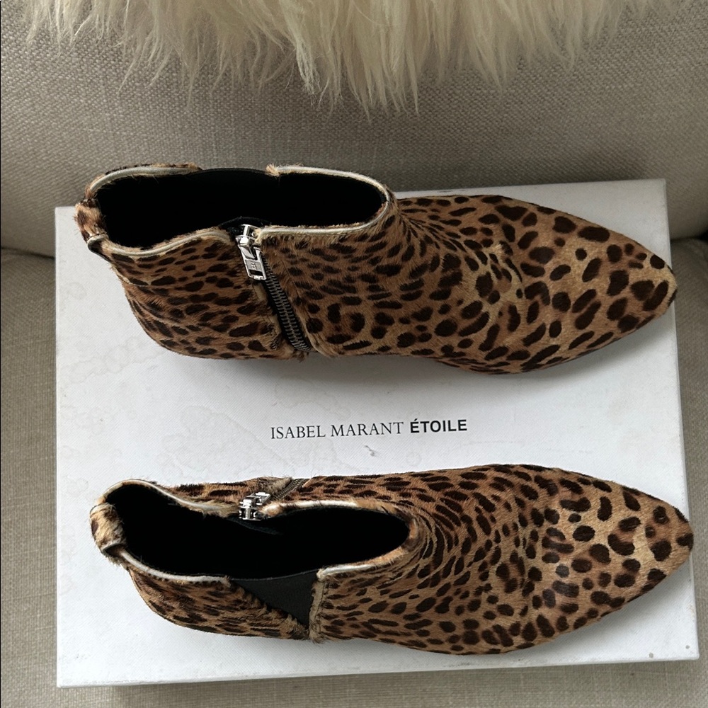 Isabel Marant Brown Leopard Ankle Boots - Picture 2 of 5